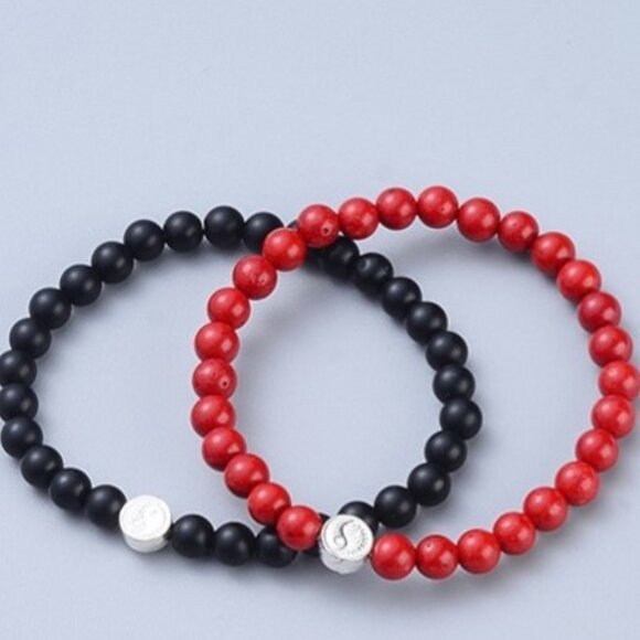 Natural Black Agate & Simulated Red Coral 925 Sterling Silver Boxed Set NWOT - Picture 4 of 4